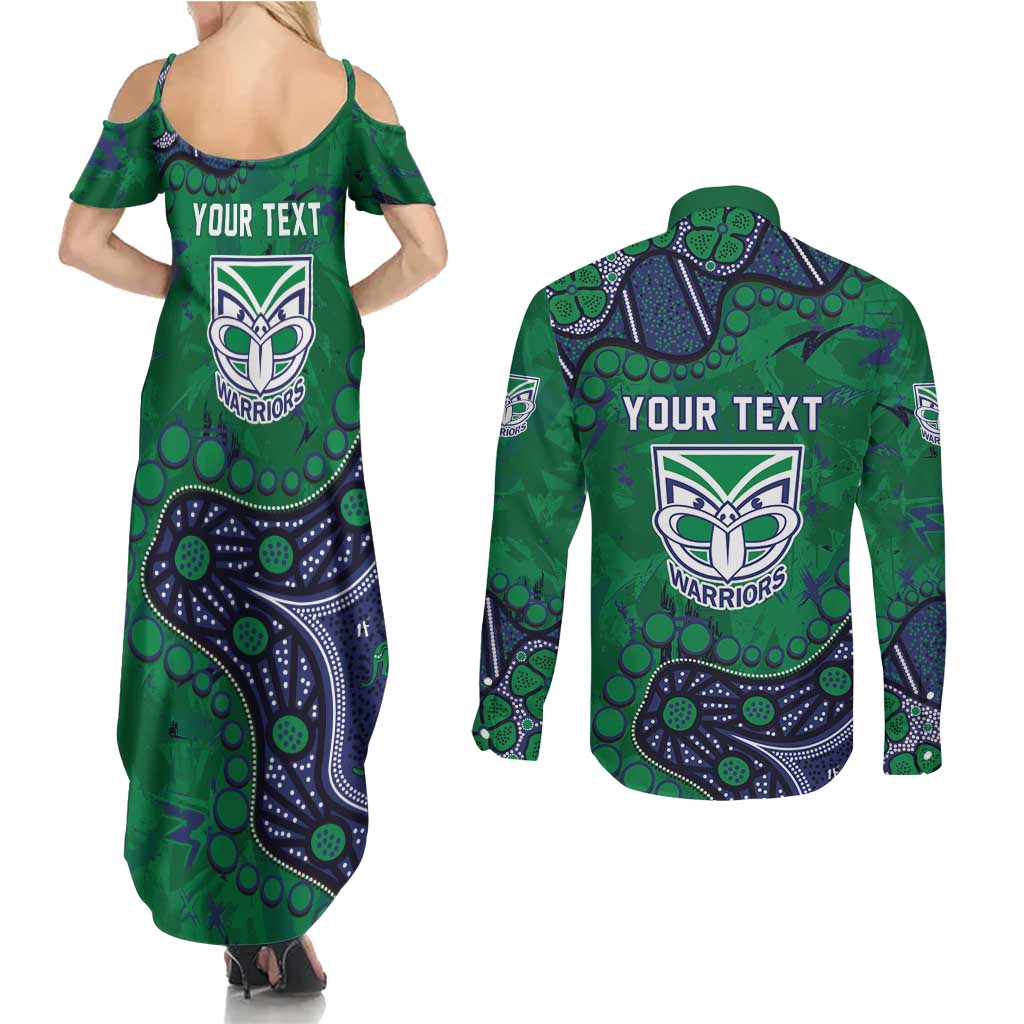 Personalized Newcastle Knights Couples Matching Summer Maxi Dress and Long Sleeve Button Shirt Aboriginal Pattern with Graffiti Style Design