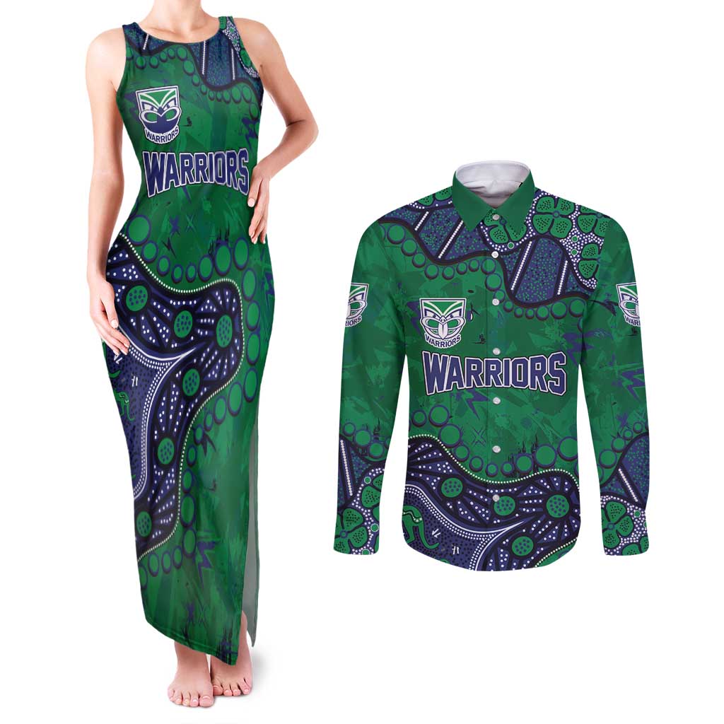 Personalized Newcastle Knights Couples Matching Tank Maxi Dress and Long Sleeve Button Shirt Aboriginal Pattern with Graffiti Style Design