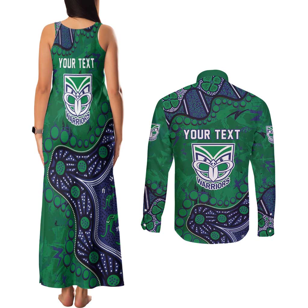 Personalized Newcastle Knights Couples Matching Tank Maxi Dress and Long Sleeve Button Shirt Aboriginal Pattern with Graffiti Style Design