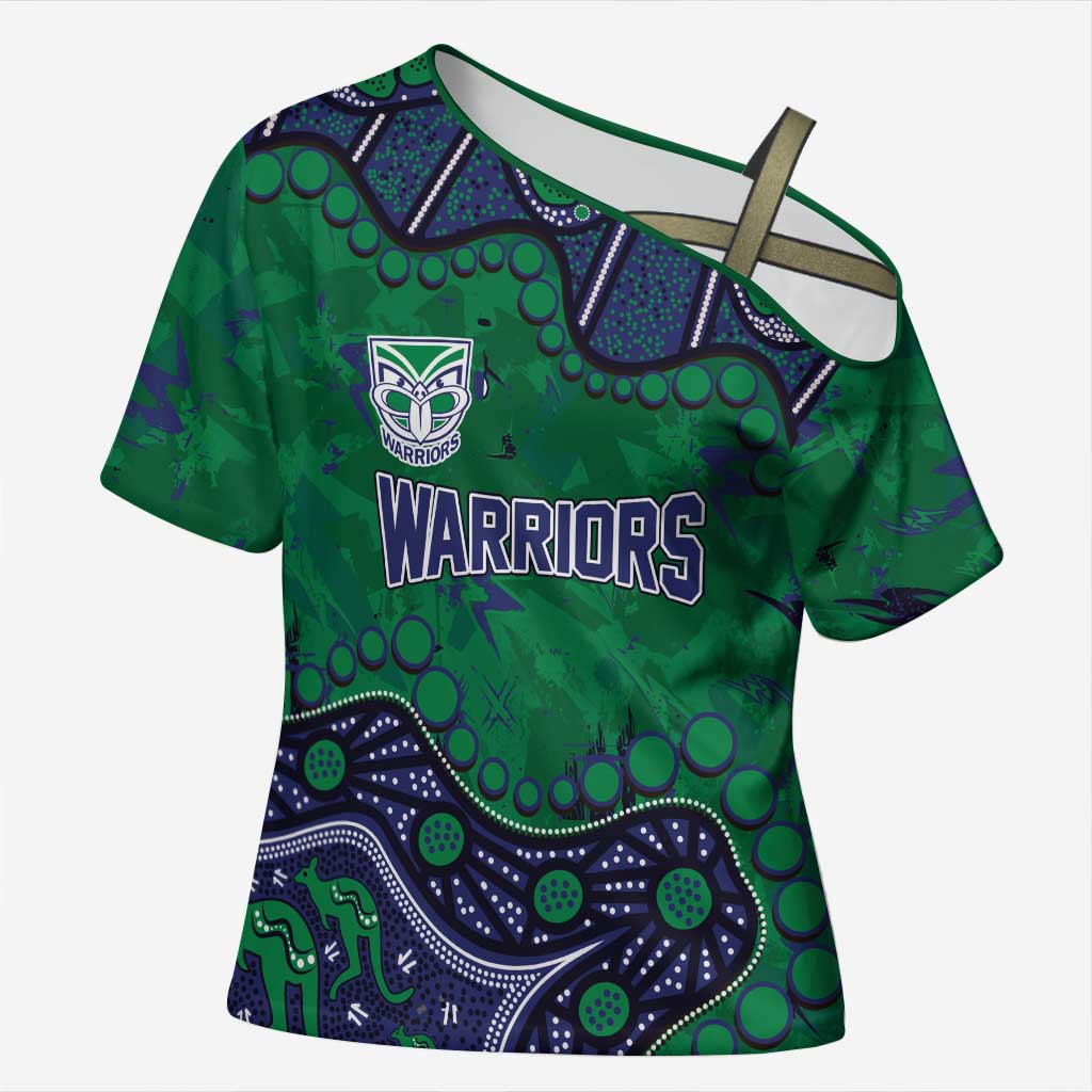 Personalized Newcastle Knights Cross Shoulder Shirt Aboriginal Pattern with Graffiti Style Design
