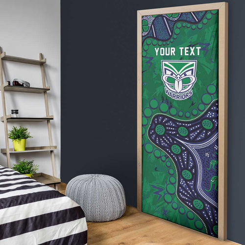 Personalized Newcastle Knights Door Cover Aboriginal Pattern with Graffiti Style Design