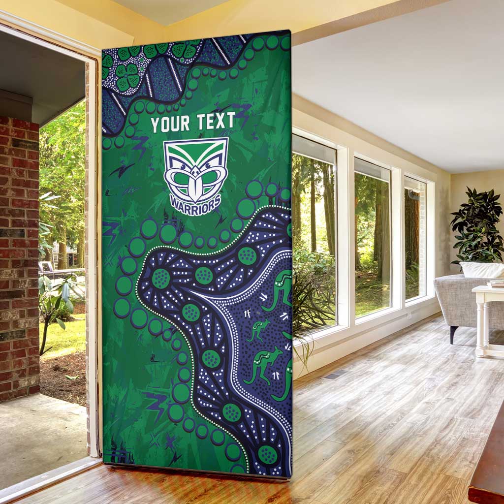 Personalized Newcastle Knights Door Cover Aboriginal Pattern with Graffiti Style Design