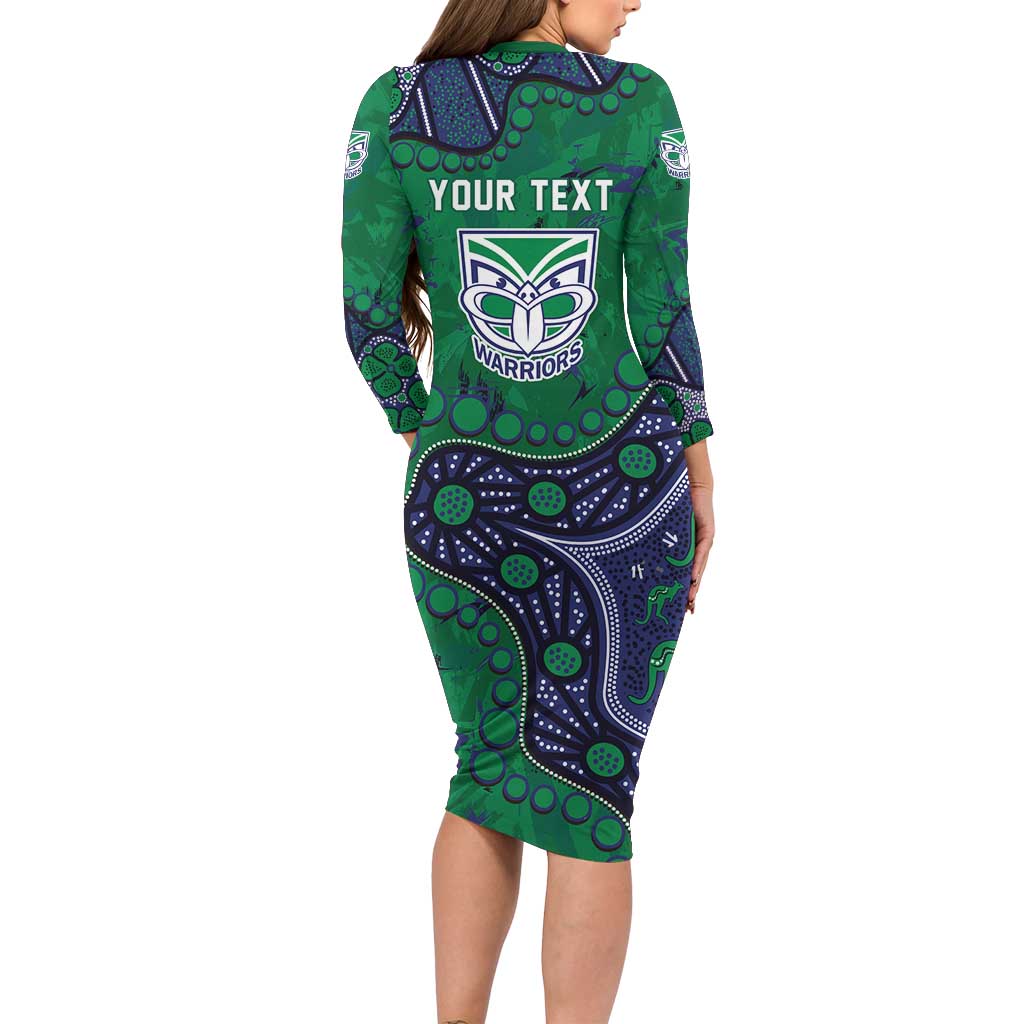 Personalized Newcastle Knights Family Matching Long Sleeve Bodycon Dress and Hawaiian Shirt Aboriginal Pattern with Graffiti Style Design