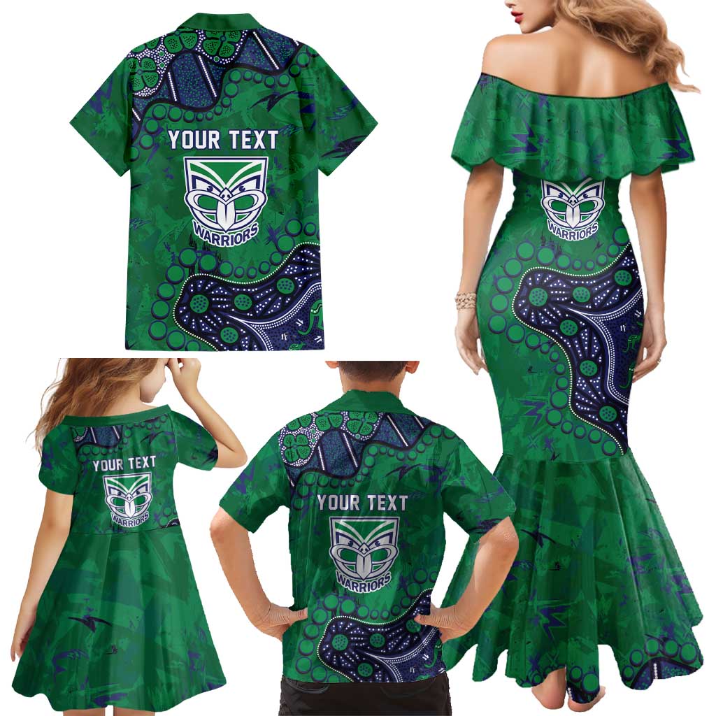 Personalized Newcastle Knights Family Matching Mermaid Dress and Hawaiian Shirt Aboriginal Pattern with Graffiti Style Design