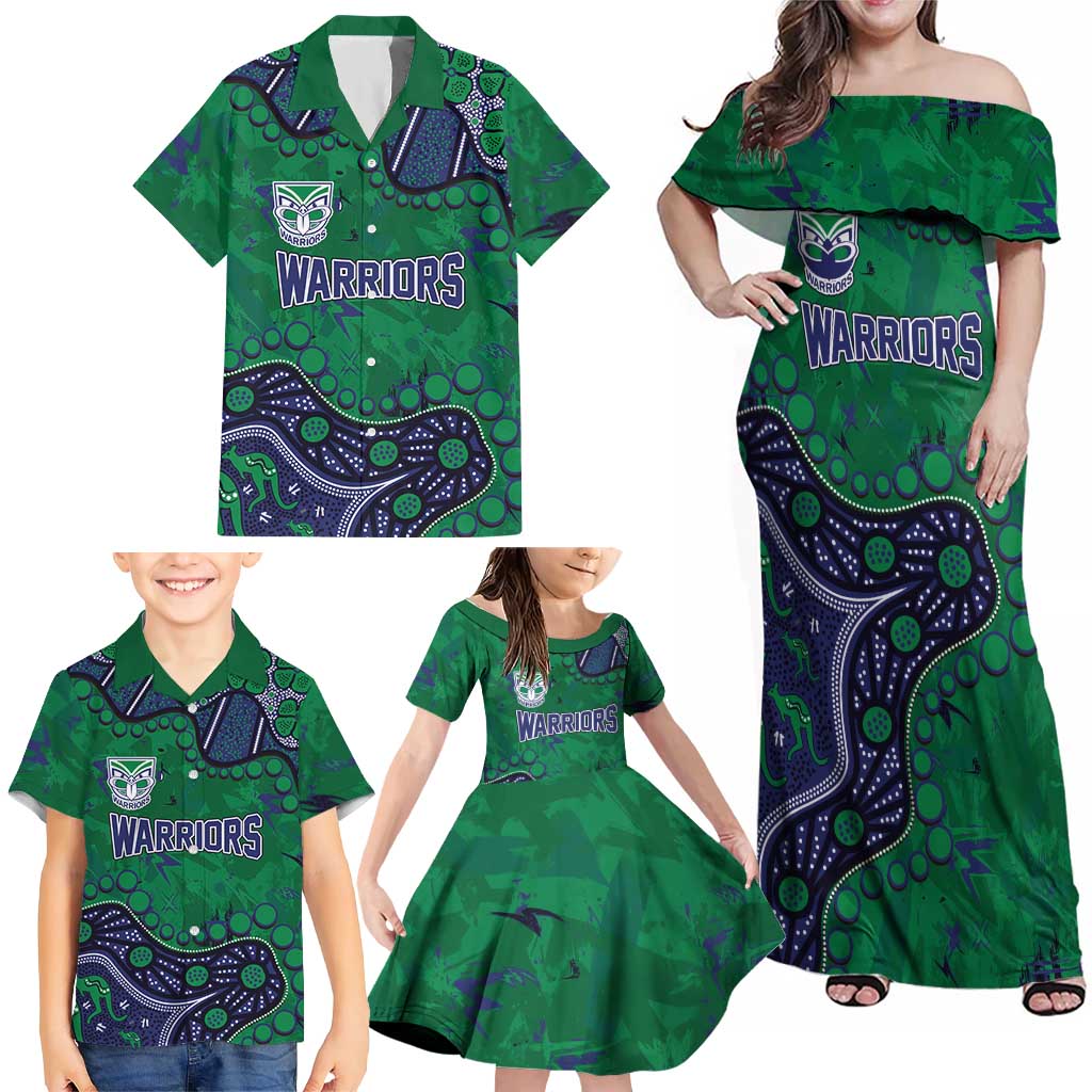 Personalized Newcastle Knights Family Matching Off Shoulder Maxi Dress and Hawaiian Shirt Aboriginal Pattern with Graffiti Style Design