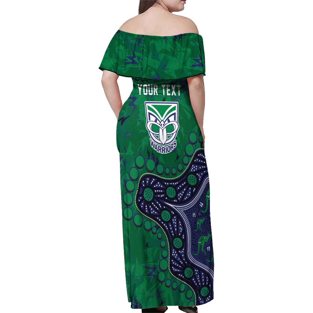 Personalized Newcastle Knights Family Matching Off Shoulder Maxi Dress and Hawaiian Shirt Aboriginal Pattern with Graffiti Style Design