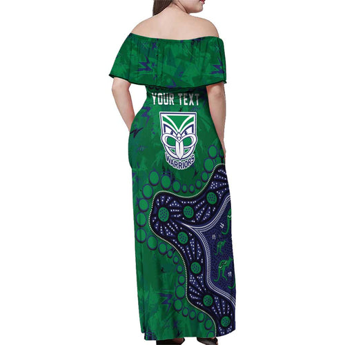 Personalized Newcastle Knights Family Matching Off Shoulder Maxi Dress and Hawaiian Shirt Aboriginal Pattern with Graffiti Style Design