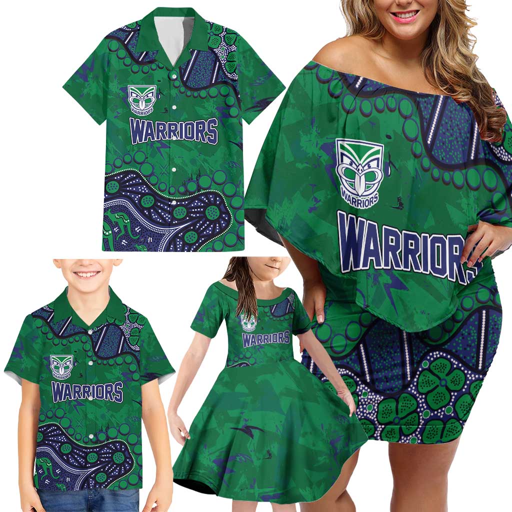 Personalized Newcastle Knights Family Matching Off Shoulder Short Dress and Hawaiian Shirt Aboriginal Pattern with Graffiti Style Design