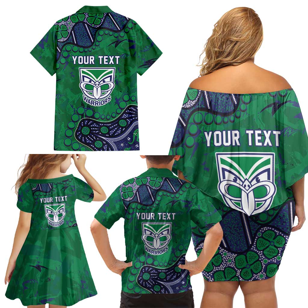 Personalized Newcastle Knights Family Matching Off Shoulder Short Dress and Hawaiian Shirt Aboriginal Pattern with Graffiti Style Design