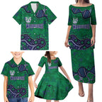 Personalized Newcastle Knights Family Matching Puletasi and Hawaiian Shirt Aboriginal Pattern with Graffiti Style Design