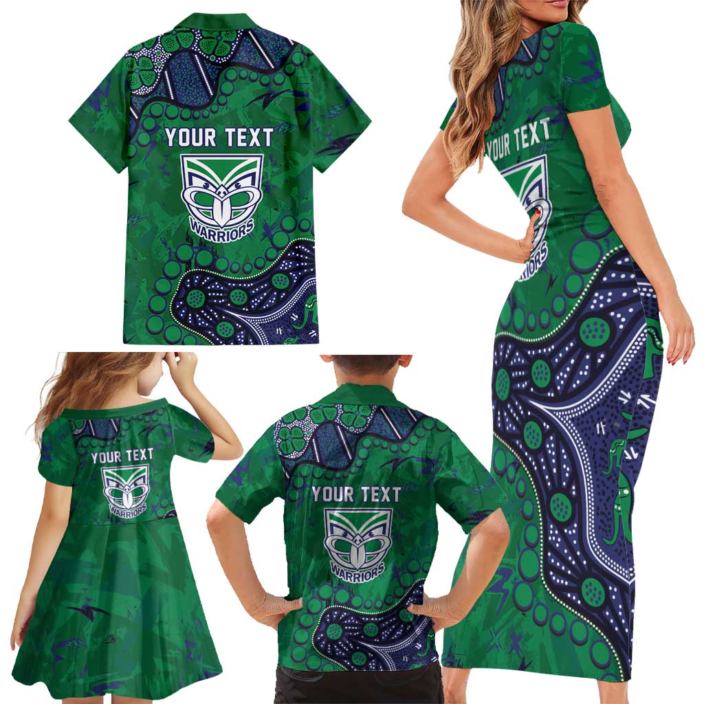 Personalized Newcastle Knights Family Matching Short Sleeve Bodycon Dress and Hawaiian Shirt Aboriginal Pattern with Graffiti Style Design