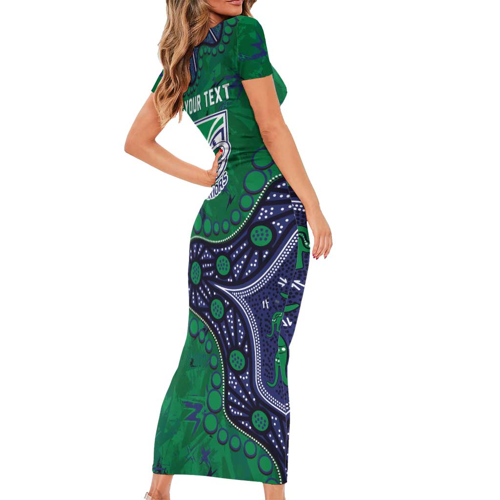 Personalized Newcastle Knights Family Matching Short Sleeve Bodycon Dress and Hawaiian Shirt Aboriginal Pattern with Graffiti Style Design