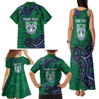 Personalized Newcastle Knights Family Matching Tank Maxi Dress and Hawaiian Shirt Aboriginal Pattern with Graffiti Style Design