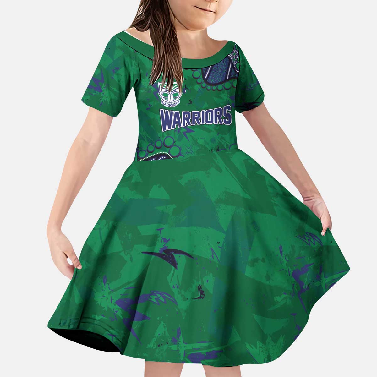 Personalized Newcastle Knights Kid Short Sleeve Dress Aboriginal Pattern with Graffiti Style Design