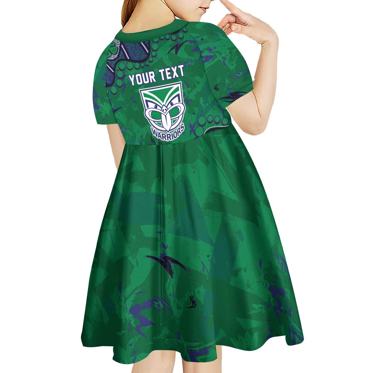 Personalized Newcastle Knights Kid Short Sleeve Dress Aboriginal Pattern with Graffiti Style Design