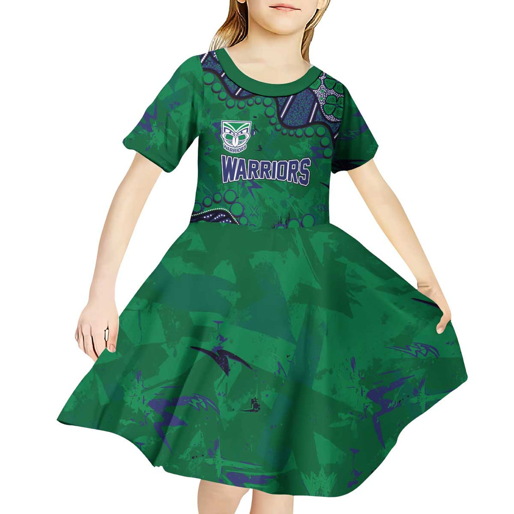 Personalized Newcastle Knights Kid Short Sleeve Dress Aboriginal Pattern with Graffiti Style Design