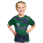 Personalized Newcastle Knights Kid T Shirt Aboriginal Pattern with Graffiti Style Design