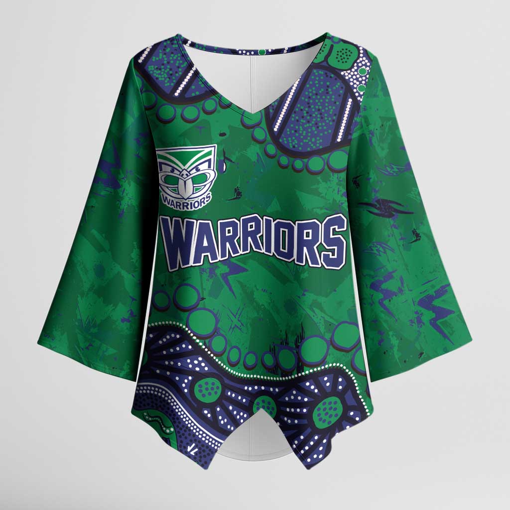 Personalized Newcastle Knights Kimono Sleeve Blouse Aboriginal Pattern with Graffiti Style Design