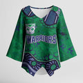 Personalized Newcastle Knights Kimono Sleeve Blouse Aboriginal Pattern with Graffiti Style Design