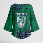 Personalized Newcastle Knights Kimono Sleeve Blouse Aboriginal Pattern with Graffiti Style Design