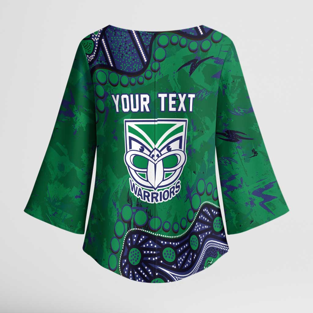 Personalized Newcastle Knights Kimono Sleeve Blouse Aboriginal Pattern with Graffiti Style Design