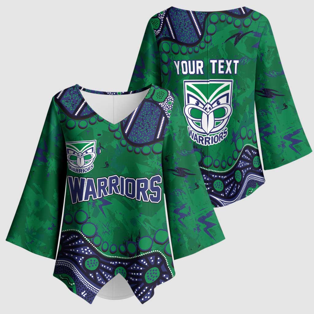 Personalized Newcastle Knights Kimono Sleeve Blouse Aboriginal Pattern with Graffiti Style Design