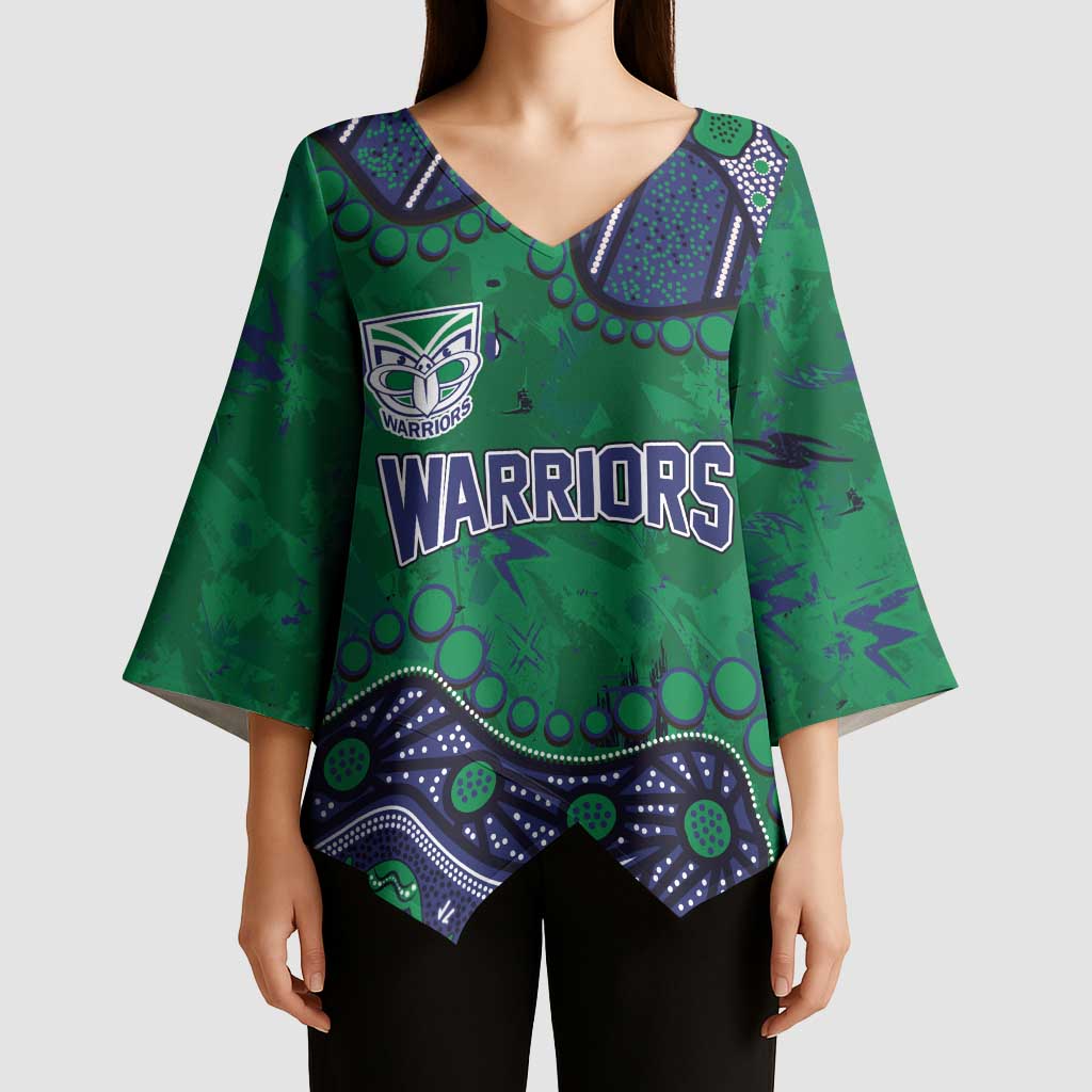 Personalized Newcastle Knights Kimono Sleeve Blouse Aboriginal Pattern with Graffiti Style Design