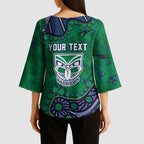 Personalized Newcastle Knights Kimono Sleeve Blouse Aboriginal Pattern with Graffiti Style Design