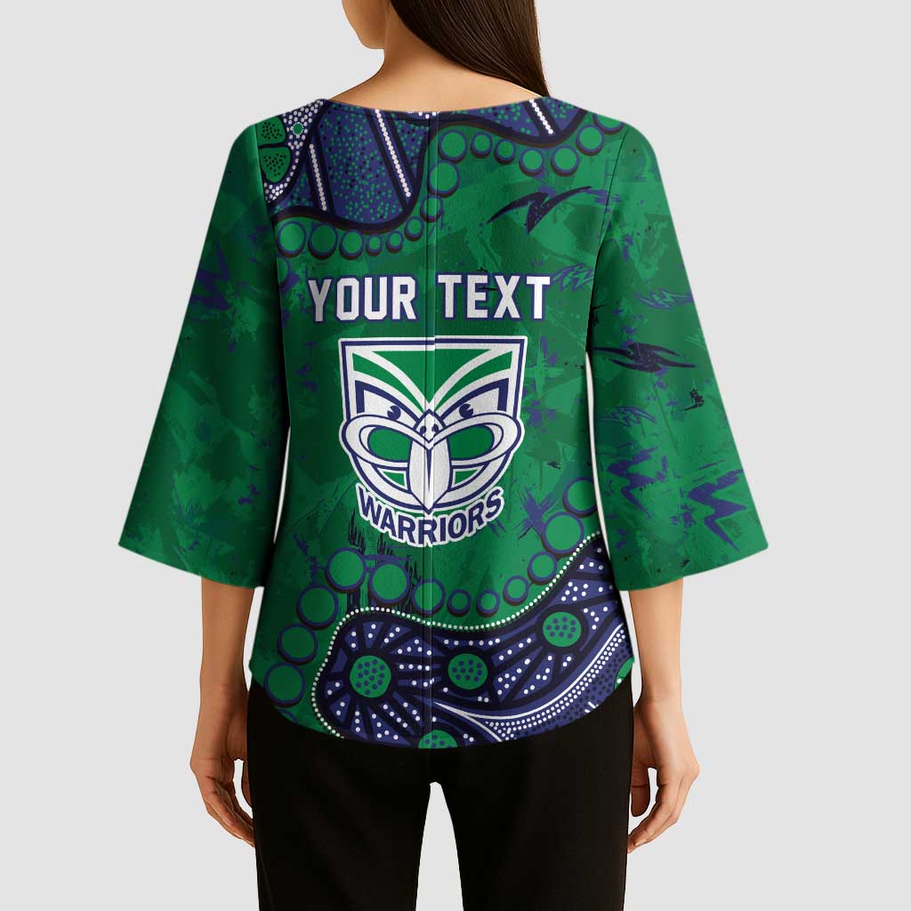 Personalized Newcastle Knights Kimono Sleeve Blouse Aboriginal Pattern with Graffiti Style Design