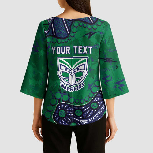 Personalized Newcastle Knights Kimono Sleeve Blouse Aboriginal Pattern with Graffiti Style Design