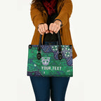 Personalized Newcastle Knights Leather Bag Aboriginal Pattern with Graffiti Style Design