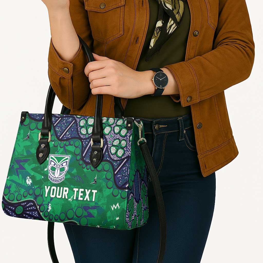Personalized Newcastle Knights Leather Bag Aboriginal Pattern with Graffiti Style Design