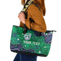 Personalized Newcastle Knights Leather Tote Bag Aboriginal Pattern with Graffiti Style Design
