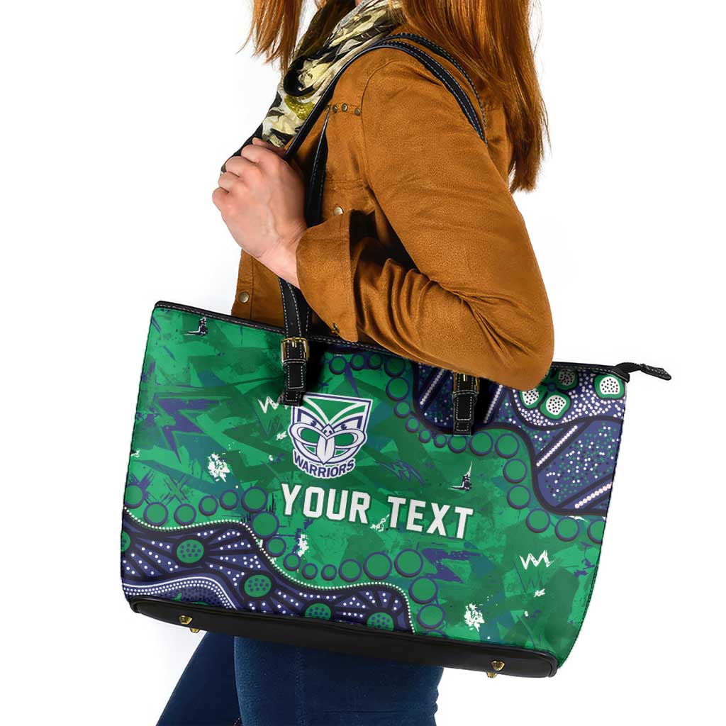 Personalized Newcastle Knights Leather Tote Bag Aboriginal Pattern with Graffiti Style Design