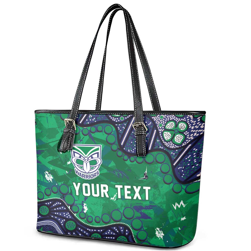 Personalized Newcastle Knights Leather Tote Bag Aboriginal Pattern with Graffiti Style Design