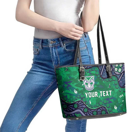 Personalized Newcastle Knights Leather Tote Bag Aboriginal Pattern with Graffiti Style Design