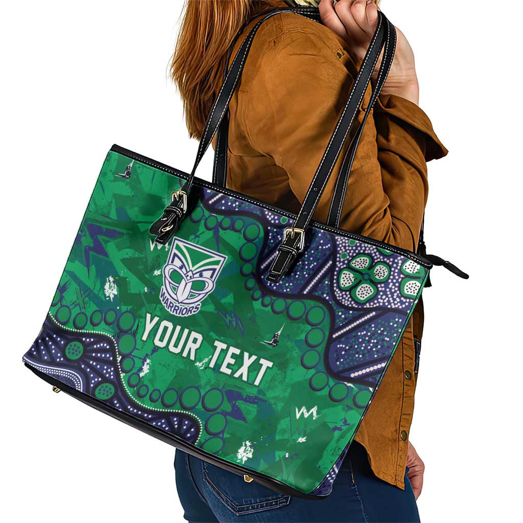 Personalized Newcastle Knights Leather Tote Bag Aboriginal Pattern with Graffiti Style Design