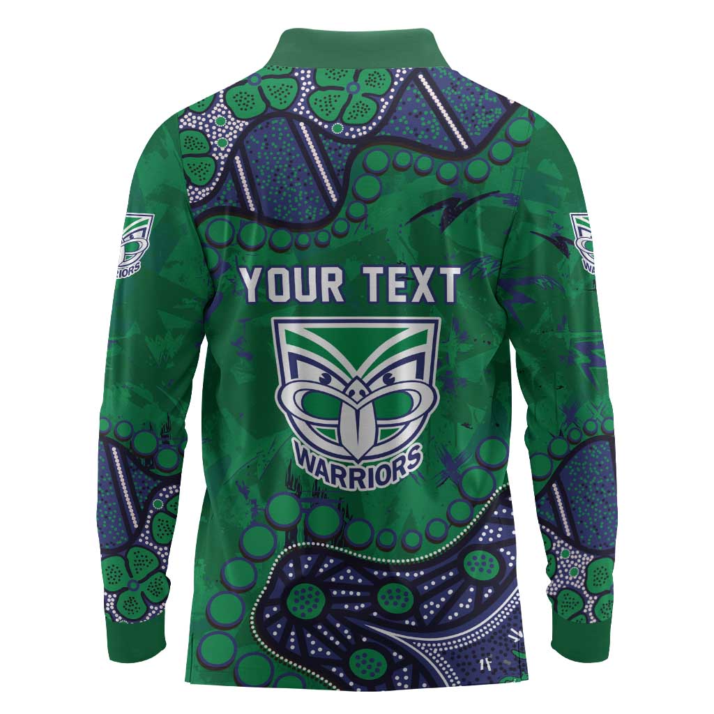 Personalized Newcastle Knights Long Sleeve Polo Shirt Aboriginal Pattern with Graffiti Style Design