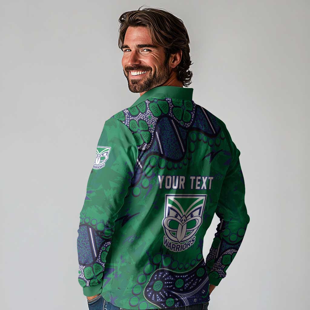 Personalized Newcastle Knights Long Sleeve Polo Shirt Aboriginal Pattern with Graffiti Style Design