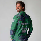 Personalized Newcastle Knights Long Sleeve Polo Shirt Aboriginal Pattern with Graffiti Style Design