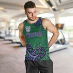 Personalized Newcastle Knights Men Tank Top Aboriginal Pattern with Graffiti Style Design