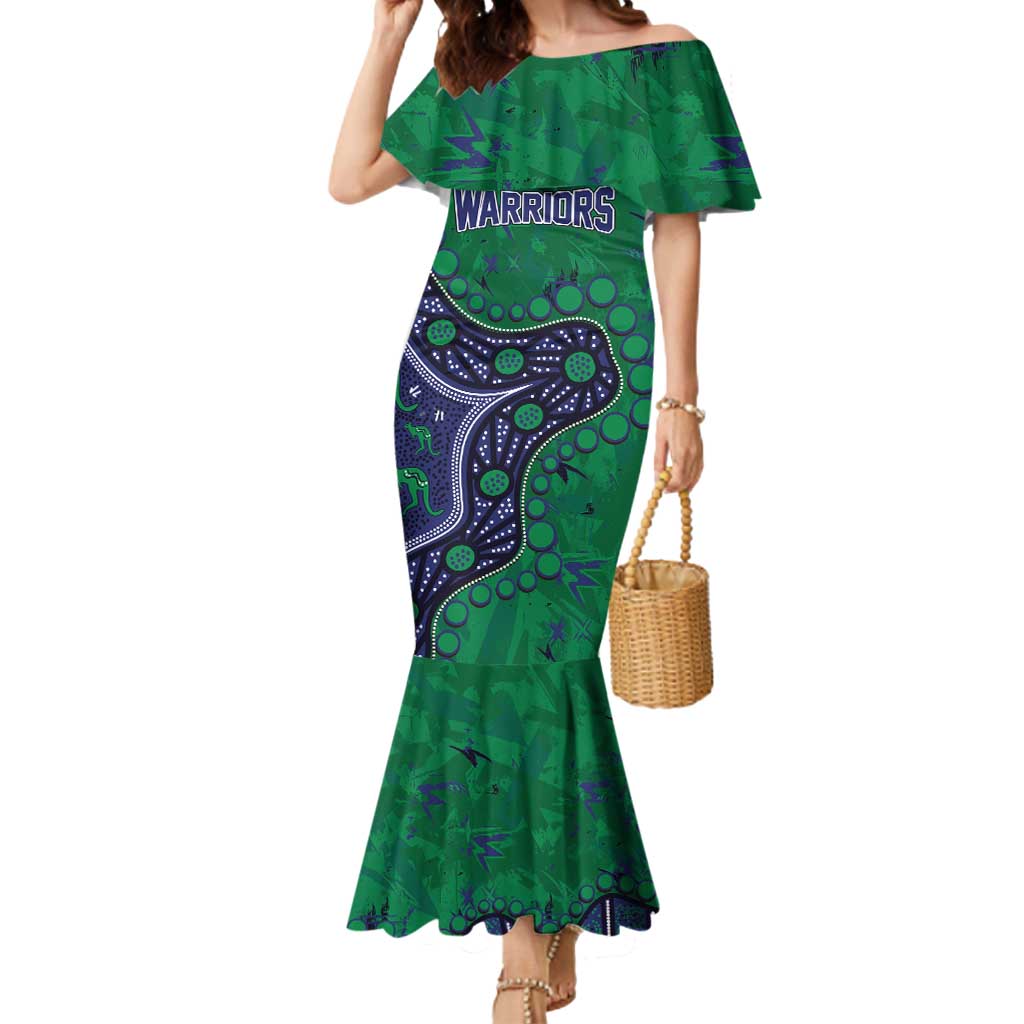 Personalized Newcastle Knights Mermaid Dress Aboriginal Pattern with Graffiti Style Design