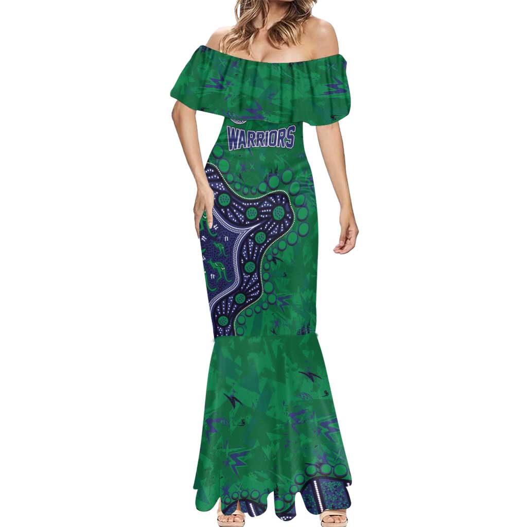 Personalized Newcastle Knights Mermaid Dress Aboriginal Pattern with Graffiti Style Design