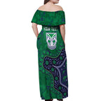 Personalized Newcastle Knights Off Shoulder Maxi Dress Aboriginal Pattern with Graffiti Style Design
