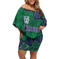 Personalized Newcastle Knights Off Shoulder Short Dress Aboriginal Pattern with Graffiti Style Design