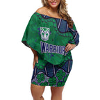 Personalized Newcastle Knights Off Shoulder Short Dress Aboriginal Pattern with Graffiti Style Design