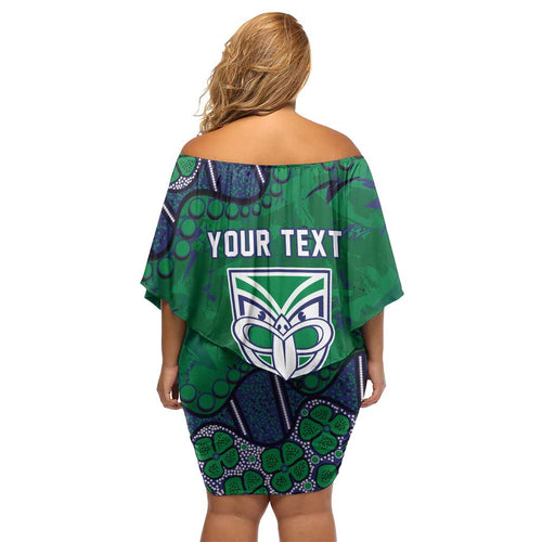 Personalized Newcastle Knights Off Shoulder Short Dress Aboriginal Pattern with Graffiti Style Design
