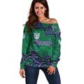 Personalized Newcastle Knights Off Shoulder Sweater Aboriginal Pattern with Graffiti Style Design
