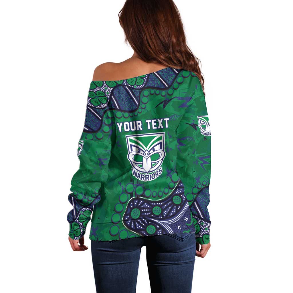 Personalized Newcastle Knights Off Shoulder Sweater Aboriginal Pattern with Graffiti Style Design