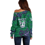 Personalized Newcastle Knights Off Shoulder Sweater Aboriginal Pattern with Graffiti Style Design